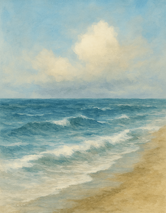 Azure Seascape Art Print - Ocean Waves Painting | Coastal Wall Art