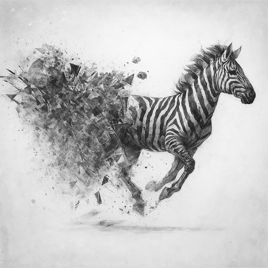 “Monochrome Beasts: A Surreal Abstract Animal Canvas Collection | Zebra, Lion, Horse, Wolf, Eagle, and More” in 4k resolution