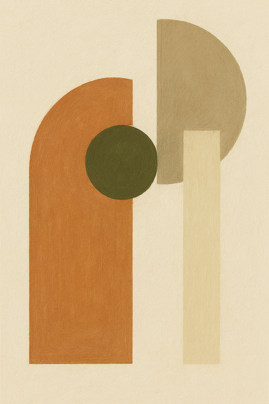 Abstract Botanical Geometry | Minimalist Monstera Leaf with Earthy Sun | Modern Wall Art Print