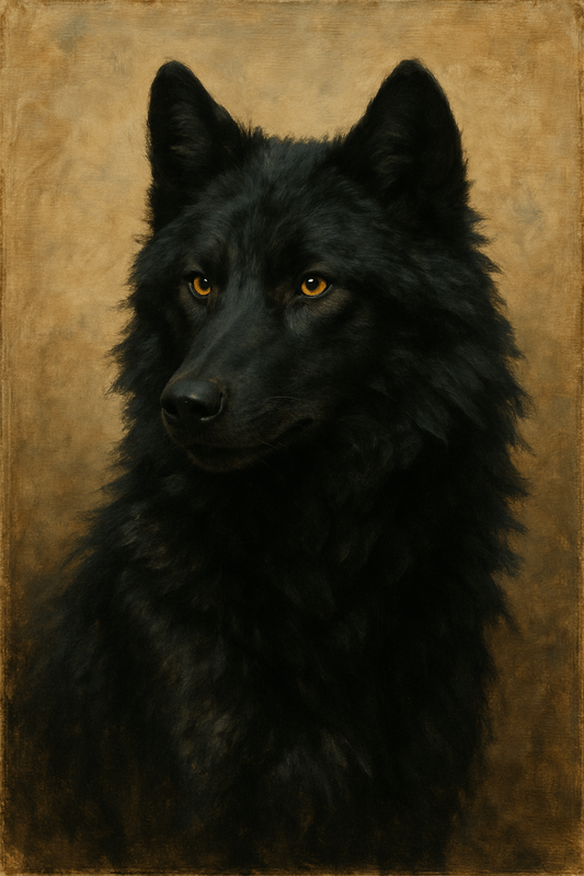 The Silent Sentinel - 4K Digital Canvas Art | Wolf Portrait Painting